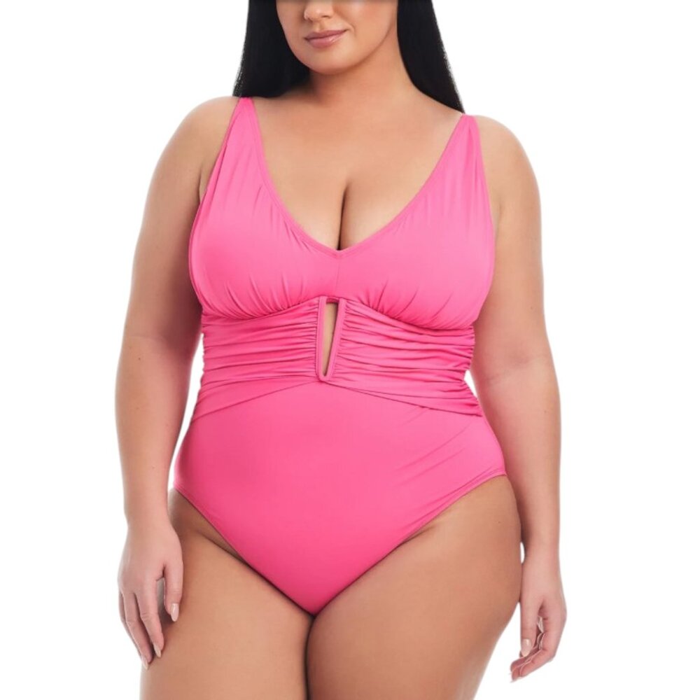 NWT Bleu by Rod Beattie Plus Size Ruched One-Piece Swimsuit
